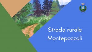 disegno strada di campagna, scritta strada rurale montepozzali, logo comune di gavorrano