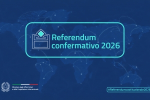 sfondo blu, scritta Referendum confermativo 2026