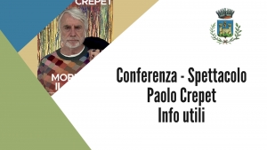 triangolo giallo, triangolo verde, locandina con foto paolo crepet, logo comune di gavorrano, scritta conferenza spettacolo Paolo Crepet - informazioni utili 