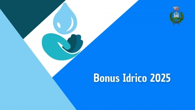 goccia stilizzata, scritta bonus idrico 2025, logo comune di gavorrano
