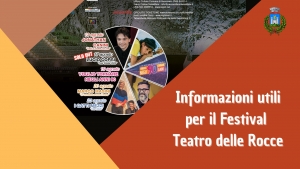 locandina teatro delle rocce, logo comune di gavorrano, scritta informazioni festival teatro delle rocce