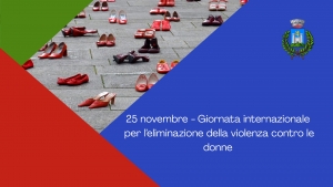 scarpe rosse, scritta 25 Novembre - Giornata internazionale per l'eliminazione della violenza contro le donne