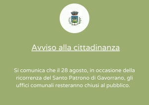 avviso chiusura uffici, sfondo verde e logo comune