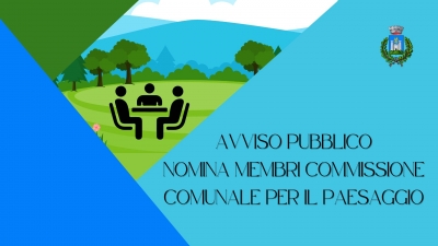 immagine natura, 3 persone stilizzate, scritta Avviso pubblico per la nomina dei membri della commissione comunale per il paesaggio