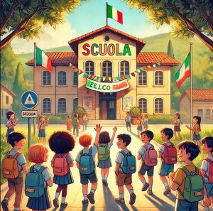 bambini che stanno entrando a scuola