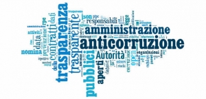 immmagine con le parole di trasparenza e anticorruzione scritte in sfumature di blu