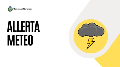 scritta allerta meteo e immagine di nuvola con fulmine