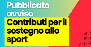 sfondo giallo con scritta contributi sport