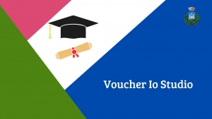 disegno cappello laureato, logo comune di gavorrano, scritta voucher io studio